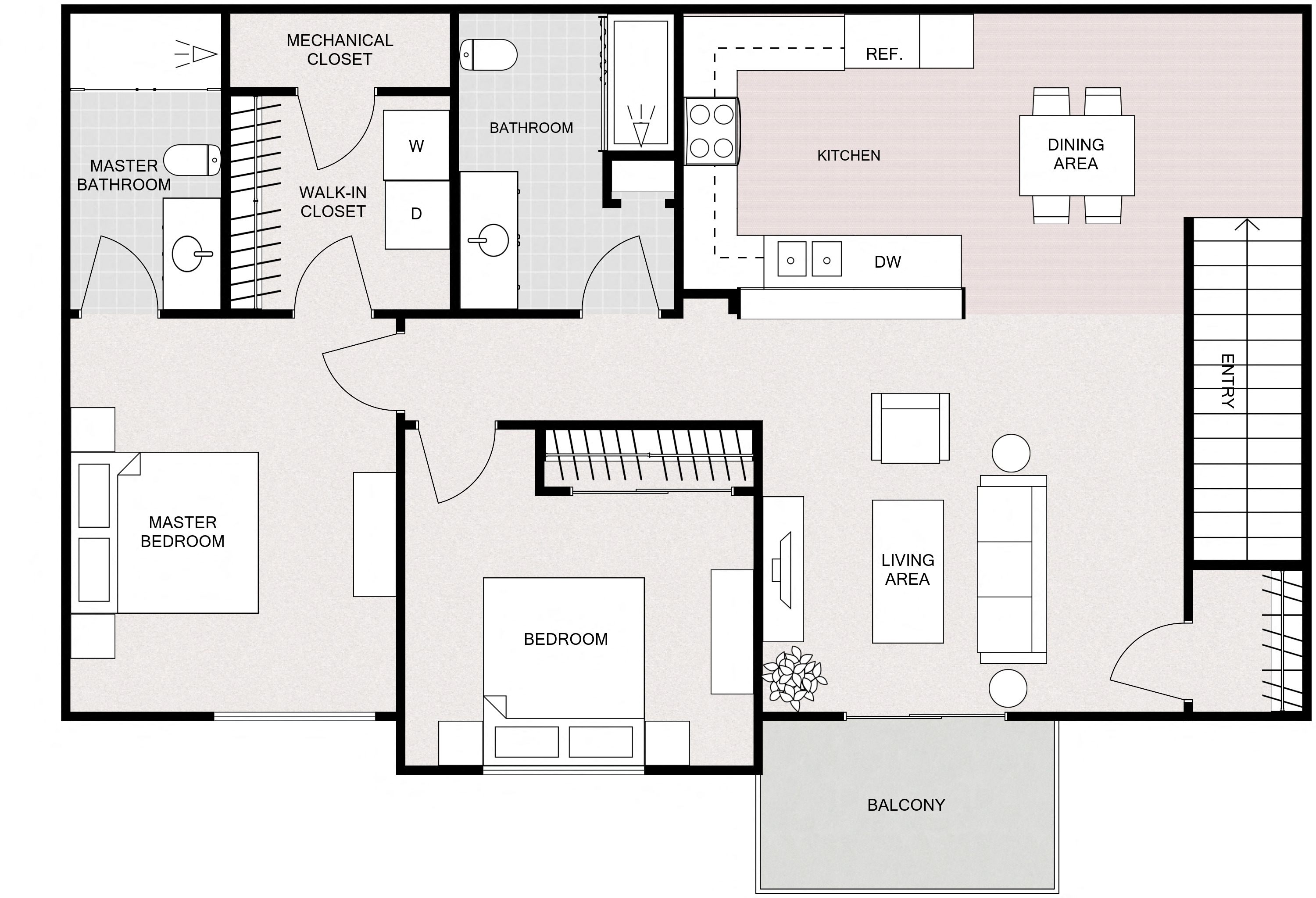 2 Bedroom 2 Bathroom - Upper